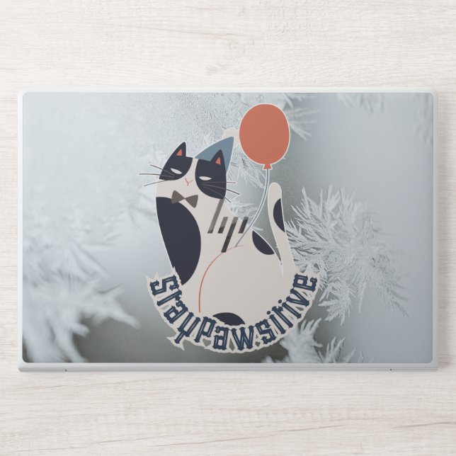 Stay Pawsitive Modern Cat Illustration HP Laptop S HP Laptop Skin (Front)