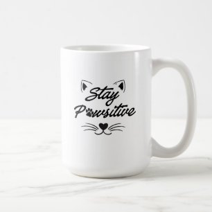 Stay Pawsitive Motivational Cat Lover Mug