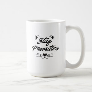 Stay Pawsitive Motivational Cat Lover Mug