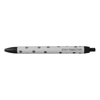 Stay Pawsitive Paw Print Black Ink Pen