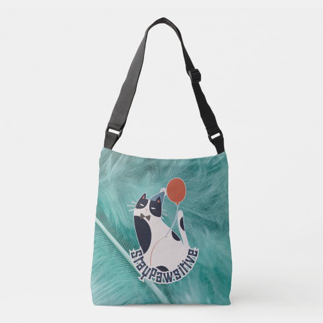 Stay Pawsitive Tuxedo Cat Birthday Party Cross-Bod Crossbody Bag (Front)