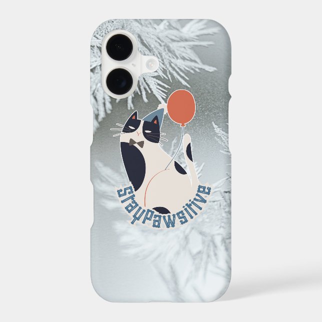 Stay Pawsitive Tuxedo Cat iPhone 17 Winter Frost  Case-Mate iPhone Case (Back)