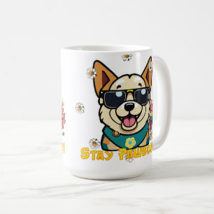 Stay Pawsome Corgi: Fun & Floral Dog Design Coffee Mug