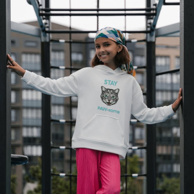 Stay Pawsome pun cat Hoodie (Creator Uploaded)