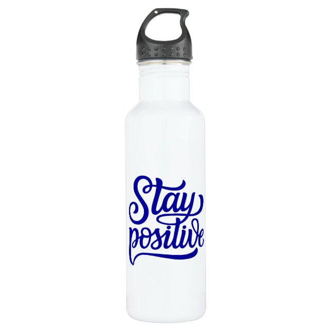 Stay Positive Blue Stainless Steel Water Bottle (Front)