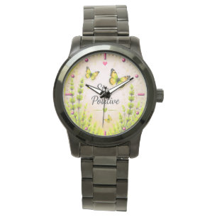 Stay Positive Butterfly Floral Women's Watch