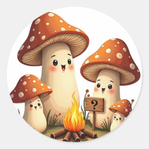 Stay Positive Mushroom Campfire Retro 70s Art Mush Classic Round Sticker