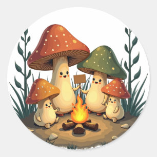 Stay Positive Mushroom Campfire Retro 70s Book Ill Classic Round Sticker