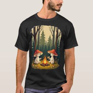 Stay Positive Mushroom Campfire Retro Art T-Shirt