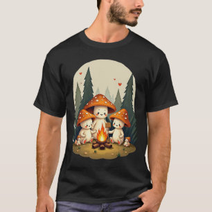 Stay Positive Or Dont Mushroom Campfire Retro Book T-Shirt