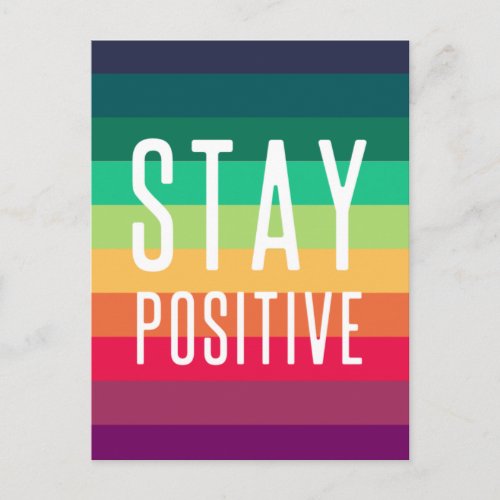 Stay Positive  Rainbow Modern Stripe Stylish LGBT Postcard