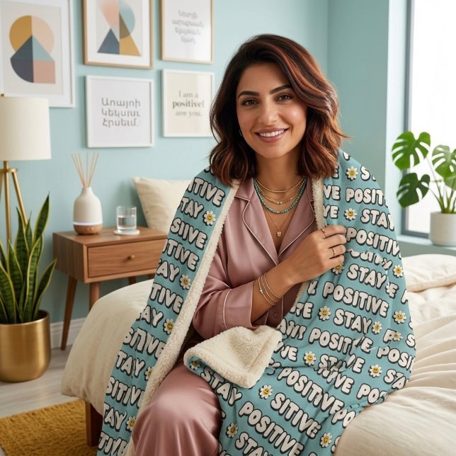 Stay Positive Sherpa Blanket (Creator Uploaded)
