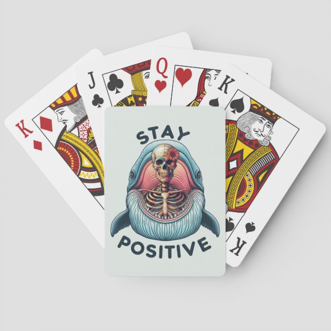 Stay Positive - Skeleton and Whale Poker Cards (Back)