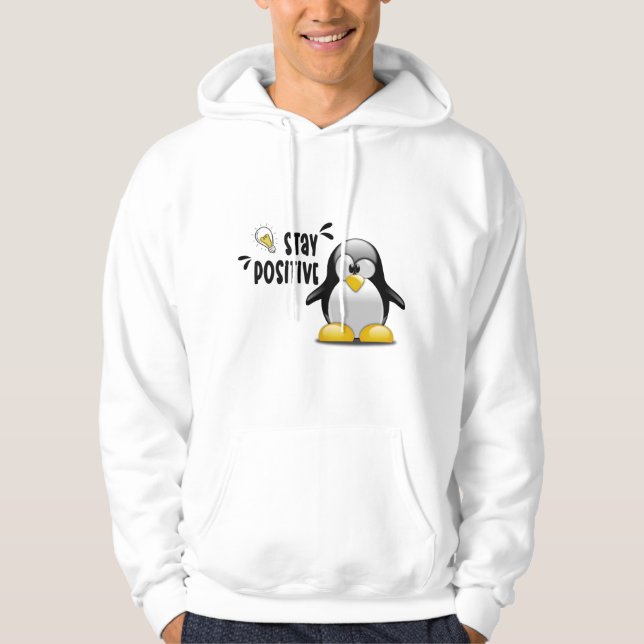 Stay Positive With Cute Funny Penguin Cartoon  Hoodie (Front)