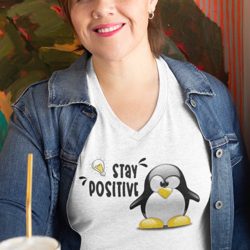 Stay Positive With Cute Funny Penguin Cartoon  Plus Size T_Shirt