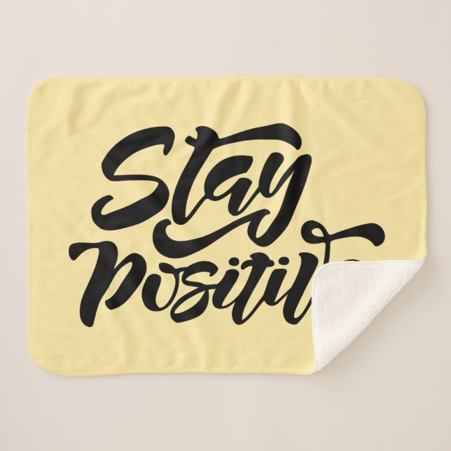 Stay Positive Yellow Sherpa Blanket (Front (Horizontal))
