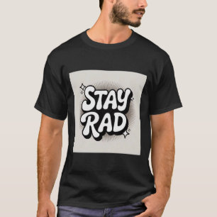 STAY RAD Retro Groovy Bubble Text Sunburst Graphic T-Shirt