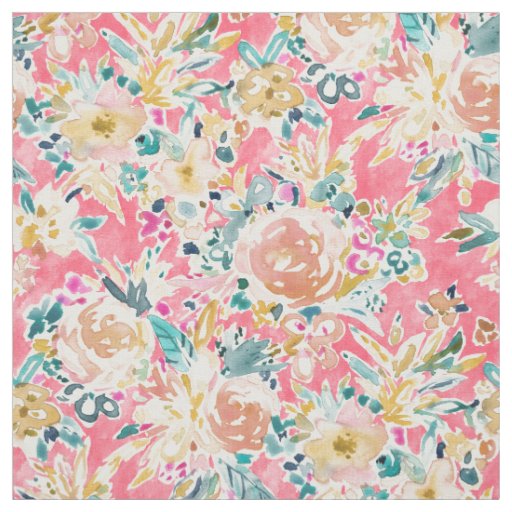 STAY READY Pink Floral Fabric | Zazzle