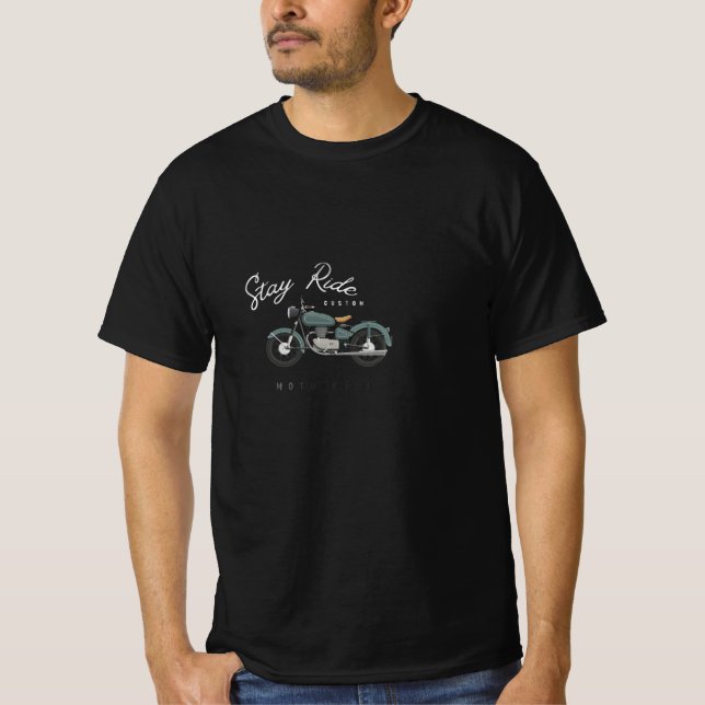 Stay Ride castom motorcycle printed T-shirt  (Front)
