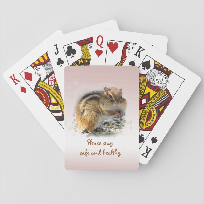 Stay Safe and Healthy Says Chipmunk Playing Cards