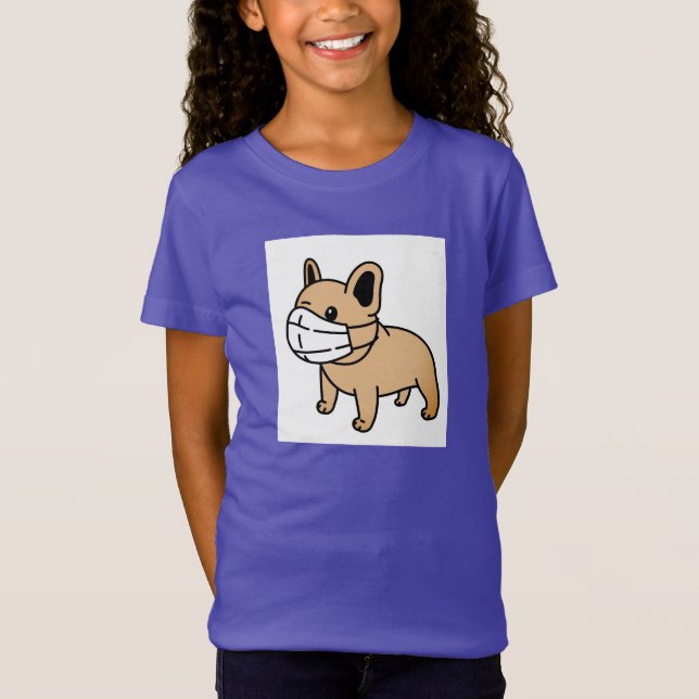 STAY SAFE BULLDOG WITH FACE MASK GIRL'S T-Shirt (Front)
