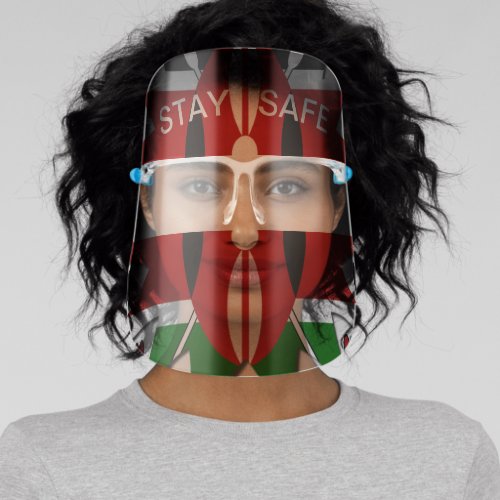 Stay Safe Kenya National Patriotic Custom Flag Face Shield