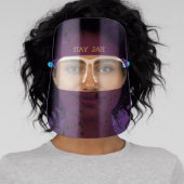 Stay Safe PURPLE FLORAL PRINT Customizable Face Shield (Insitu)
