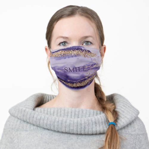 STAY SAFE PURPLE  GOLD SMILE CLOTH FACE MASK