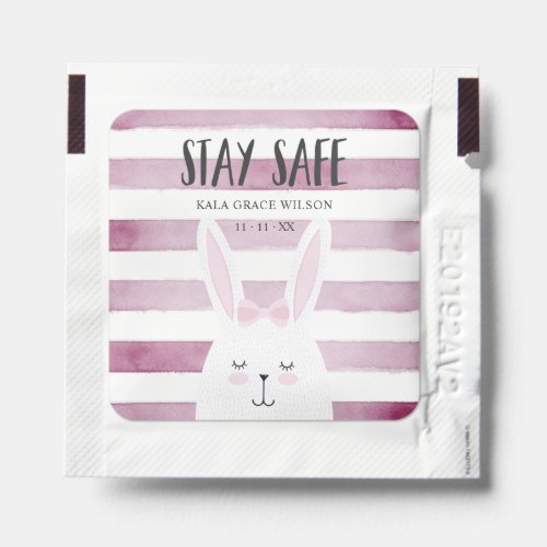 Stay Safe Quote Funny Bunny Christening Hand Sanitizer Packet