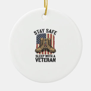 Stay Safe Sleep With A Veteran Vintage Boots Shirt Ceramic Ornament