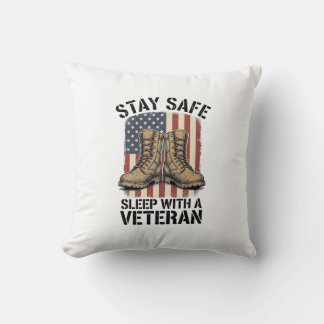 Stay Safe Sleep With A Veteran Vintage Boots Shirt Throw Pillow