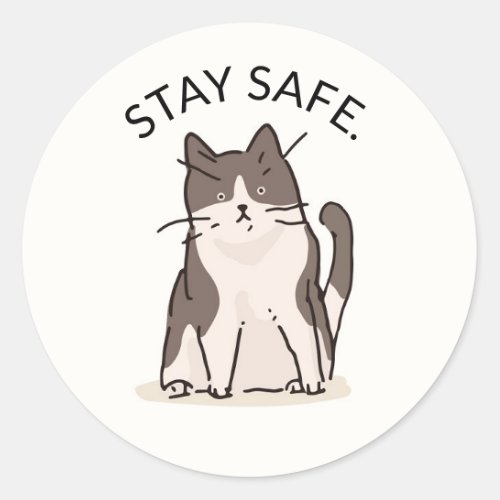 STAY SAFE STICKERS WITH FUN CAT