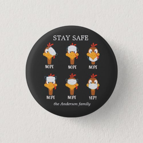 stay safe turkey face mask pandemic monogram button