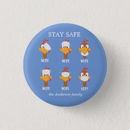 stay safe turkey face mask pandemic monogram button