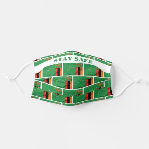 Stay Safe ZAMBIA FLAG Customizable Adult Cloth Face Mask