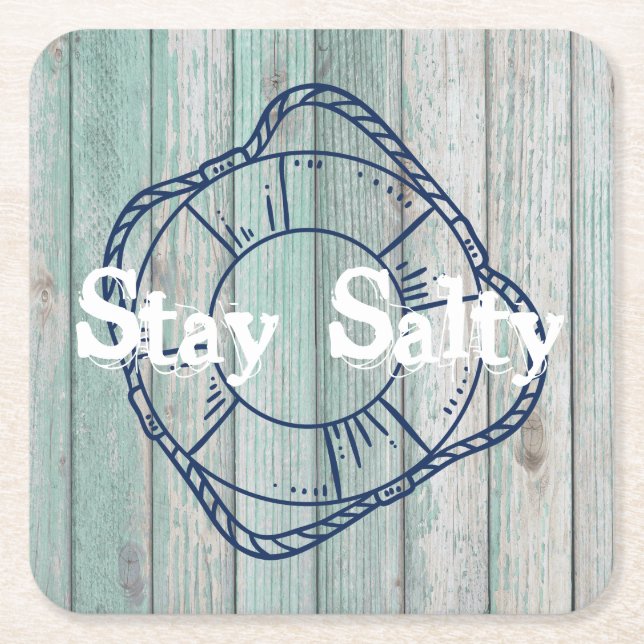 Stay Salty Beach Life Square Paper Coaster (Front)