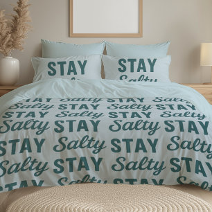 Stay Salty - Reversible Coastal Teal Ocean Print Duvet Cover