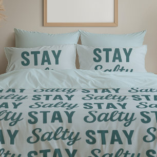 Stay Salty - Reversible Coastal Teal Ocean Print Pillow Case