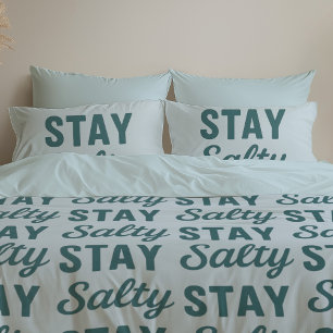 Stay Salty   Reversible Coastal Teal Surf Graphic Pillow Case