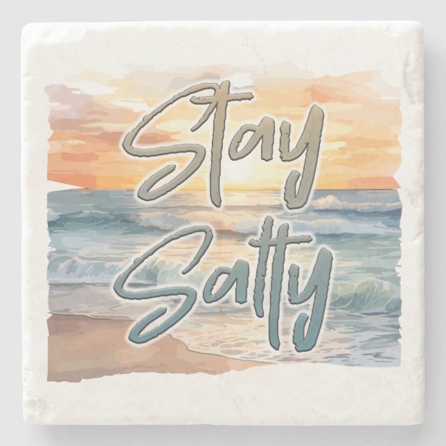 Stay Salty Sunset Beach  Stone Coaster (Front)