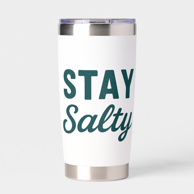 Stay Salty Teal Coastal Life Ocean Graphic Print Insulated Tumbler (Front)