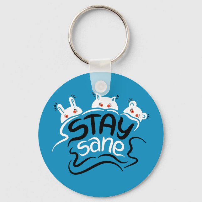 Stay Sane Funny Madness Typography Keychain (Front)