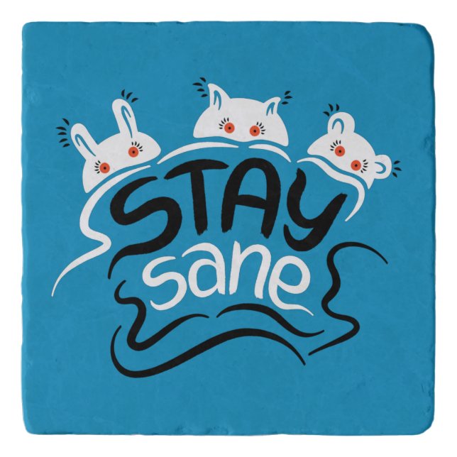 Stay Sane Funny Madness Typography Trivet (Front)