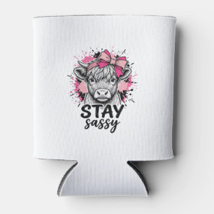 Stay Sassy Pink Highland Cow Vintage Engraving Shi Can Cooler