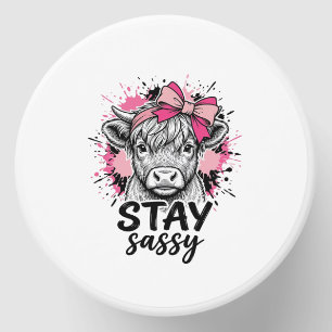 Stay Sassy Pink Highland Cow Vintage Engraving Shi Mini Candle Favors