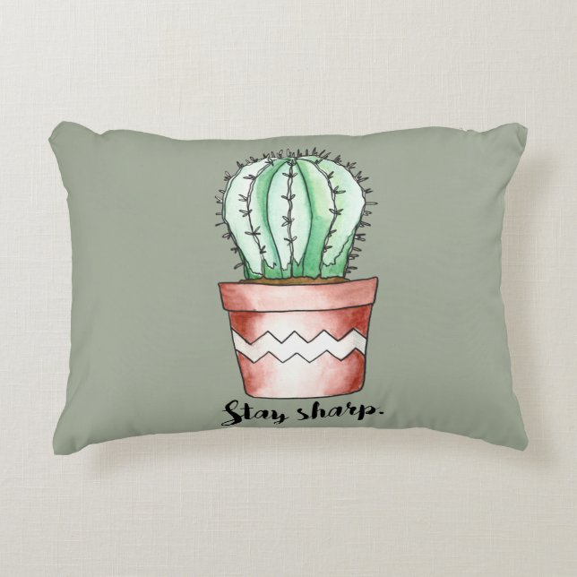 Stay Sharp Cactus Decorative Pillow (Front)