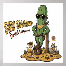 Stay Sharp Desert Legend Cowboy Cactus Illustratio