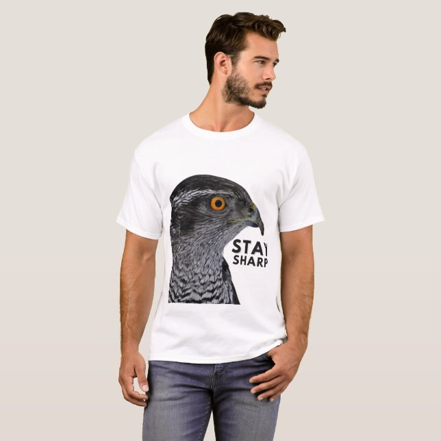 Stay Sharp Hawk T-Shirt – Bold Bird of Prey Wildli (Front Full)
