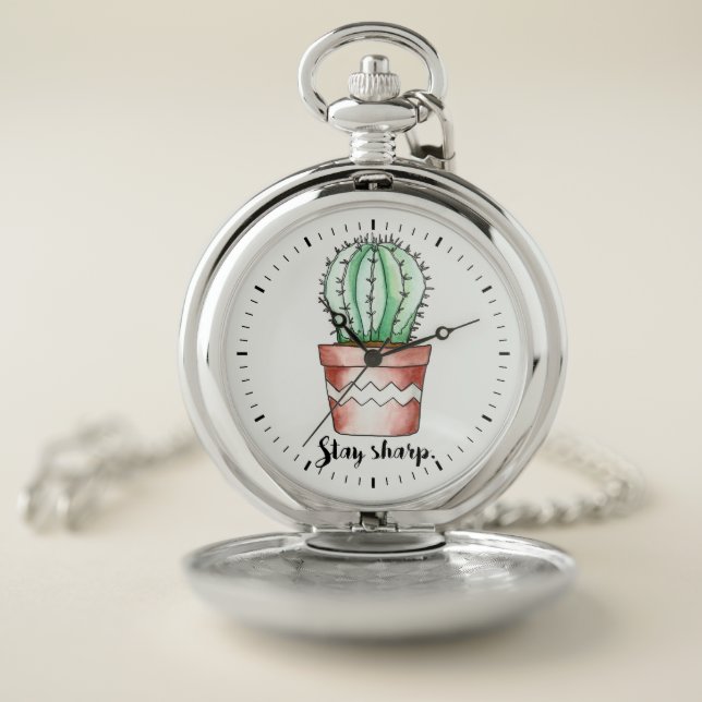 Stay Sharp Potted Cactus Pocket Watch (Inside)