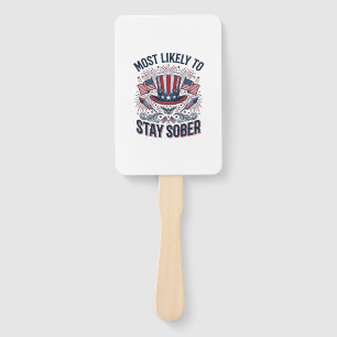 Stay Sober Patriotic Vintage Fireworks Shirt Desig Hand Fan